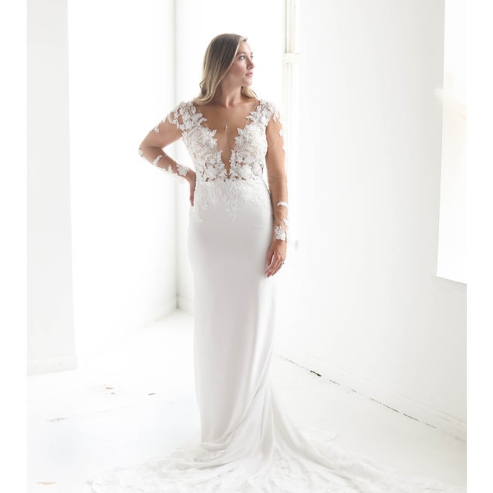 Mon Bijou illusion sleeve bridal gown